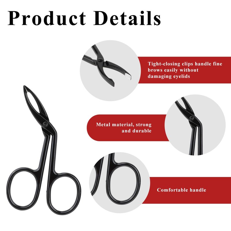 4 Pieces Eyebrow Tweezers Scissor Handle Flat Straight Tip Brow Scissors Remover Facial Hair Eyebrows Stainless Steel Eyebrow Facial Remover Brow Tweezers for Women Men(Black&Silver)