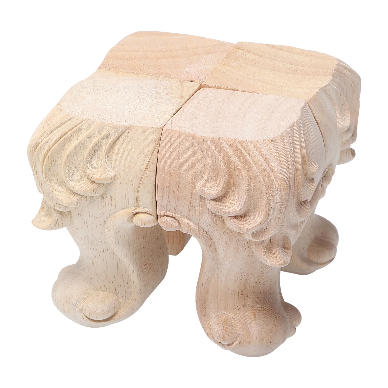 POPETPOP 4 Pcs European Style Wooden Furniture Legs, 3.9 inch Solid Wood Carving Furniture Replacement Feet Decoration for Sofa Cabinet Wardrobe Table Legs