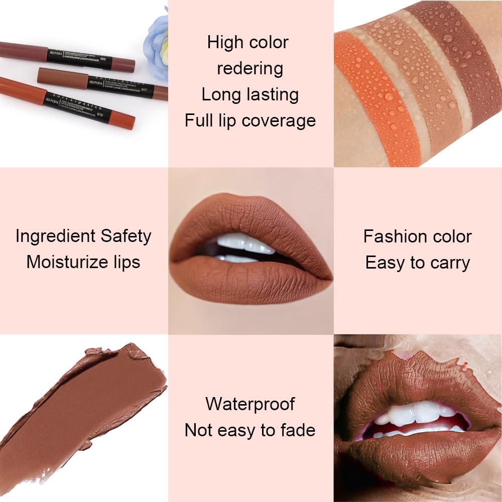 Matte Lipstick - Long-Lasting Velvet Lip Crayon with Waterproof Formula | Smooth Lightweight Lip Color, 08