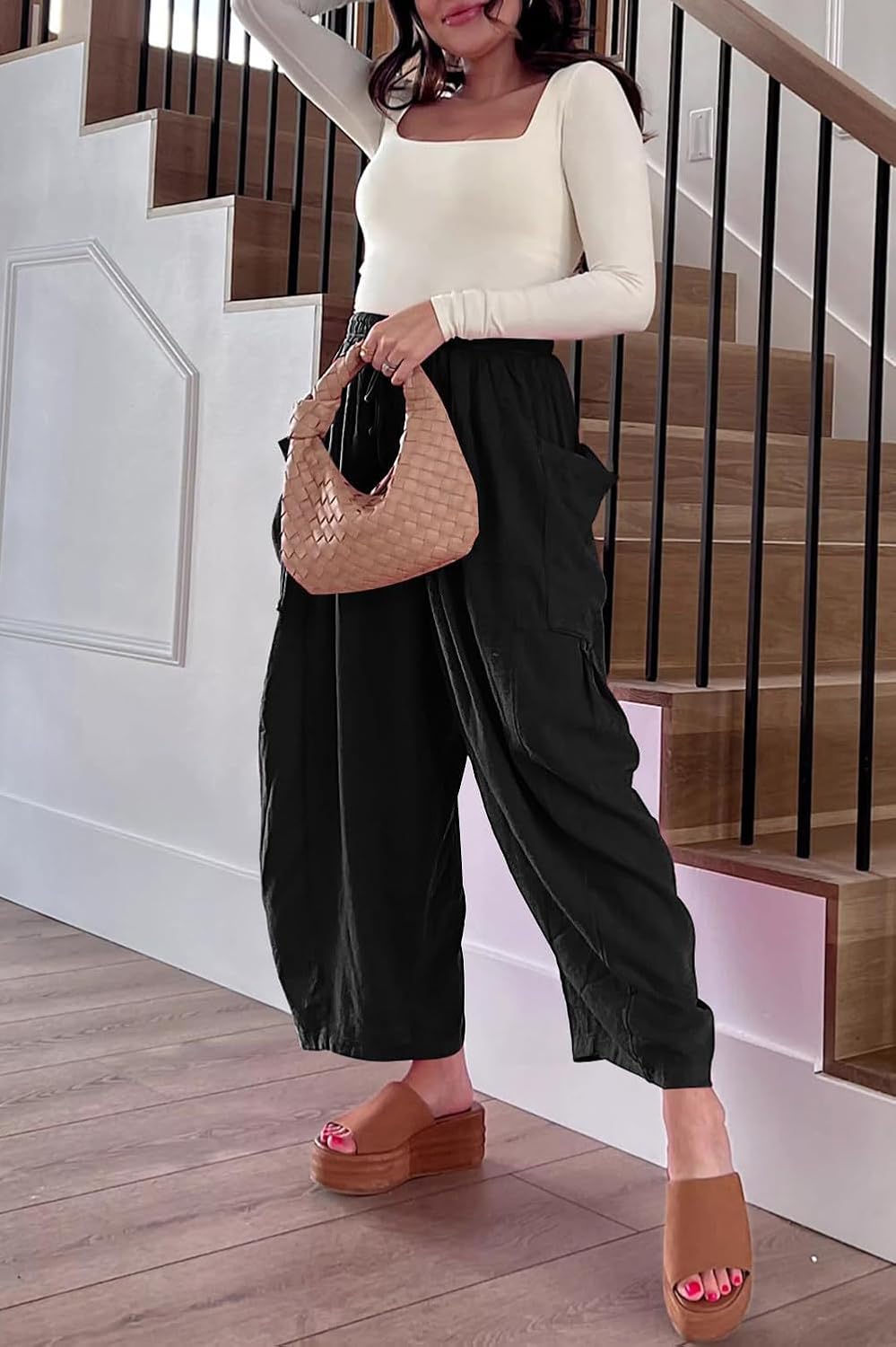 Women’s Summer Beach Vacation Pants - High Waisted Wide Leg Palazzo Trousers | Flowy Casual Design