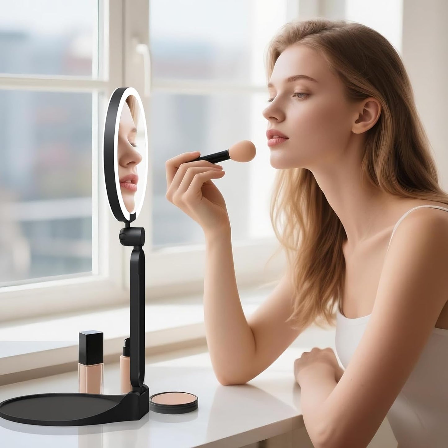 Magnifying Makeup Mirror with Light - 40X/1X Double-Sided, Rechargeable, 6-Inch, Foldable Design | 3 Colors Dimming Lighting