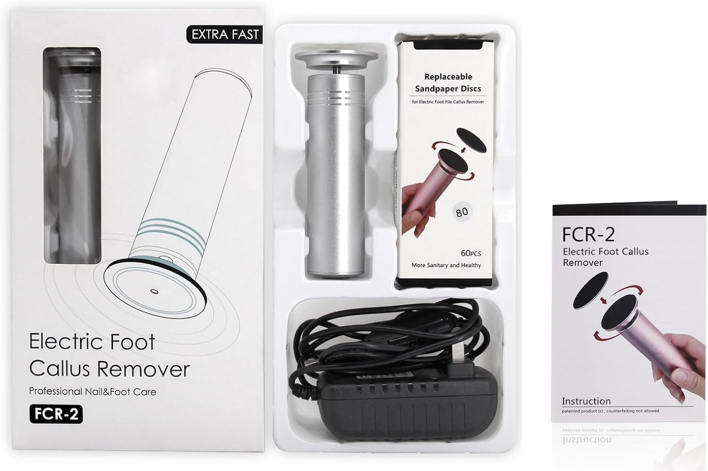 Electric Foot Callus Remover - Professional Pedicure Tool with 1200RPM Speed, Adjustable Settings & 60 Sandpaper Discs | Silver