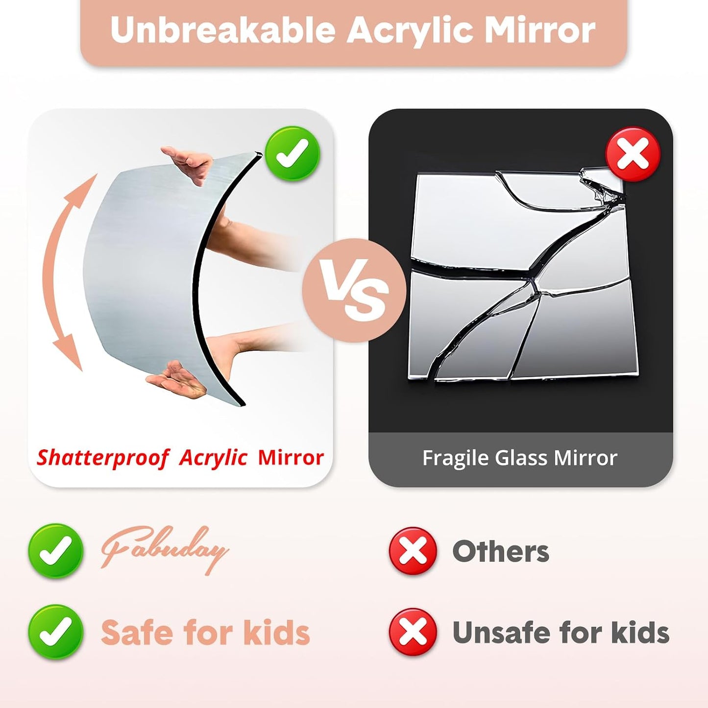 Lighted Hanging Mirror - Rechargeable LED Full Length Mirror for Dancers | Portable & Adjustable Brightness, Beige