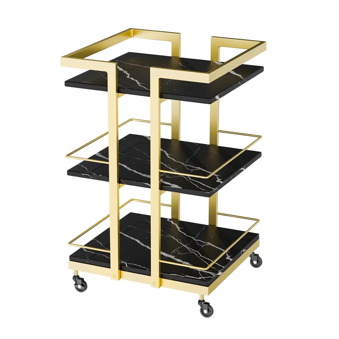 Esthetician Cart - Rolling Salon Trolley with Wheels | Black Gold Mobile Storage Organizer for Beauty Spa & Cosmetology