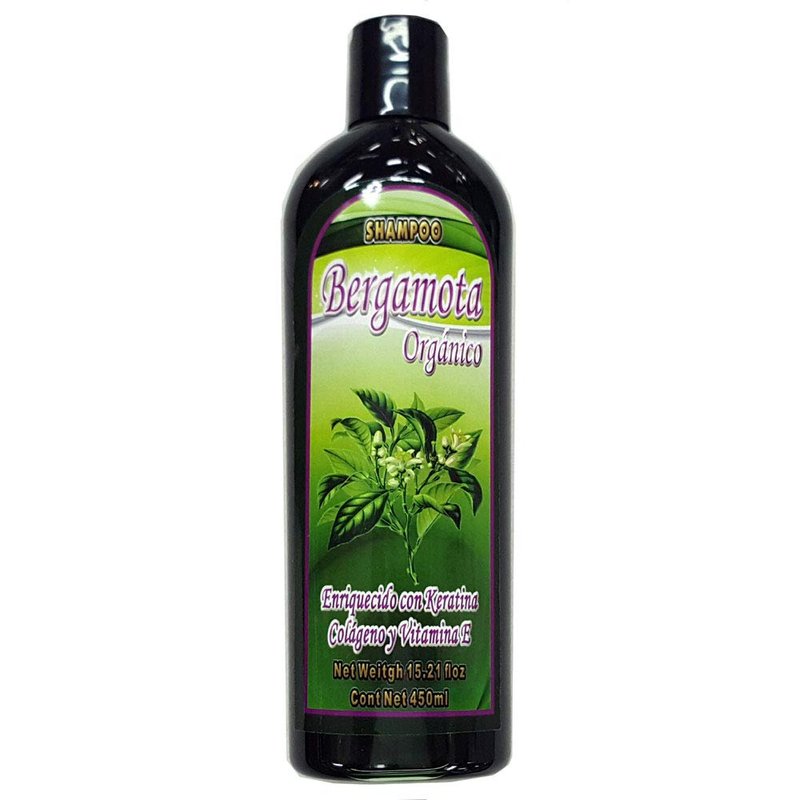 Bergamota Organico Shampoo 15.21 Fl Oz Enriquecido con Keratina, Colageno y Vitamina E