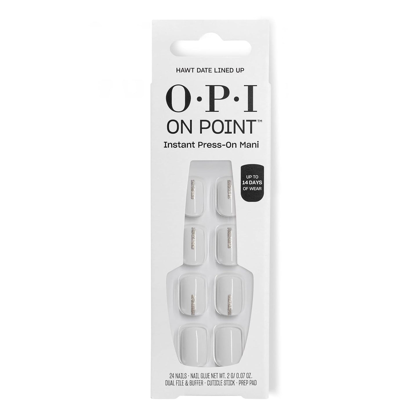 OPI On Point Press On Nails - Short Round & Squoval Nail Art | 24 Count with Glue | Long-Lasting & Reusable