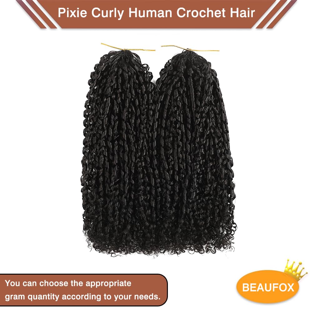 Miracle Knots Human Crochet Hair - 22 Inch Pixie Curly 120g Pack | Natural Color for Black Women