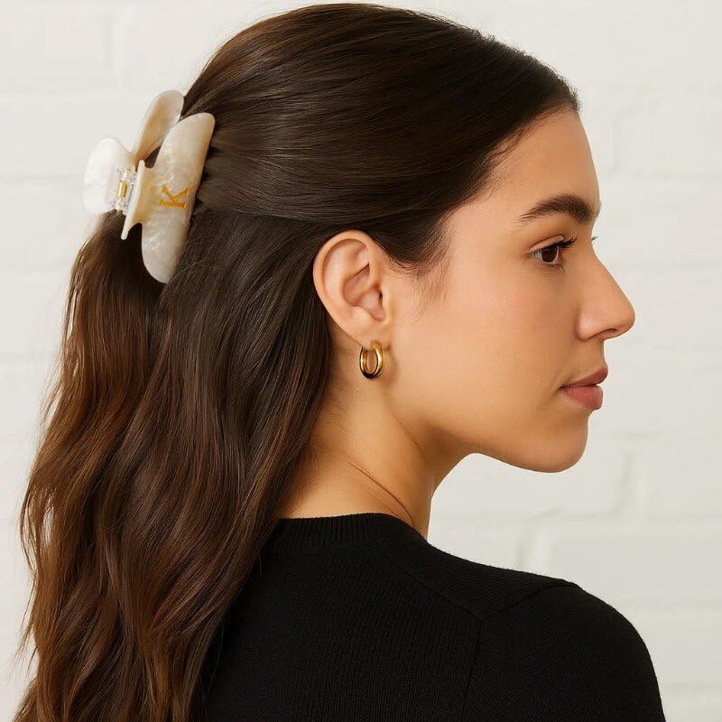 Nurse Appreciation Gifts - Elegant Initial Hair Clips | Cute Glitter Claw Clips for Women, Perfect Birthday Gift