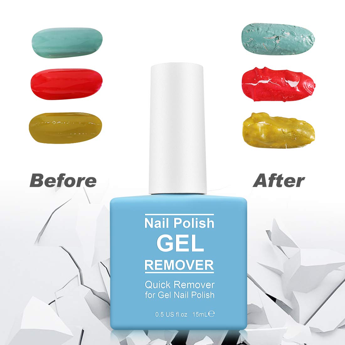 Gel Nail Polish Remover - Magic Soak-Off Formula in 2-5 Minutes | 2 Pack with Cuticle Pusher & Nail Scraper