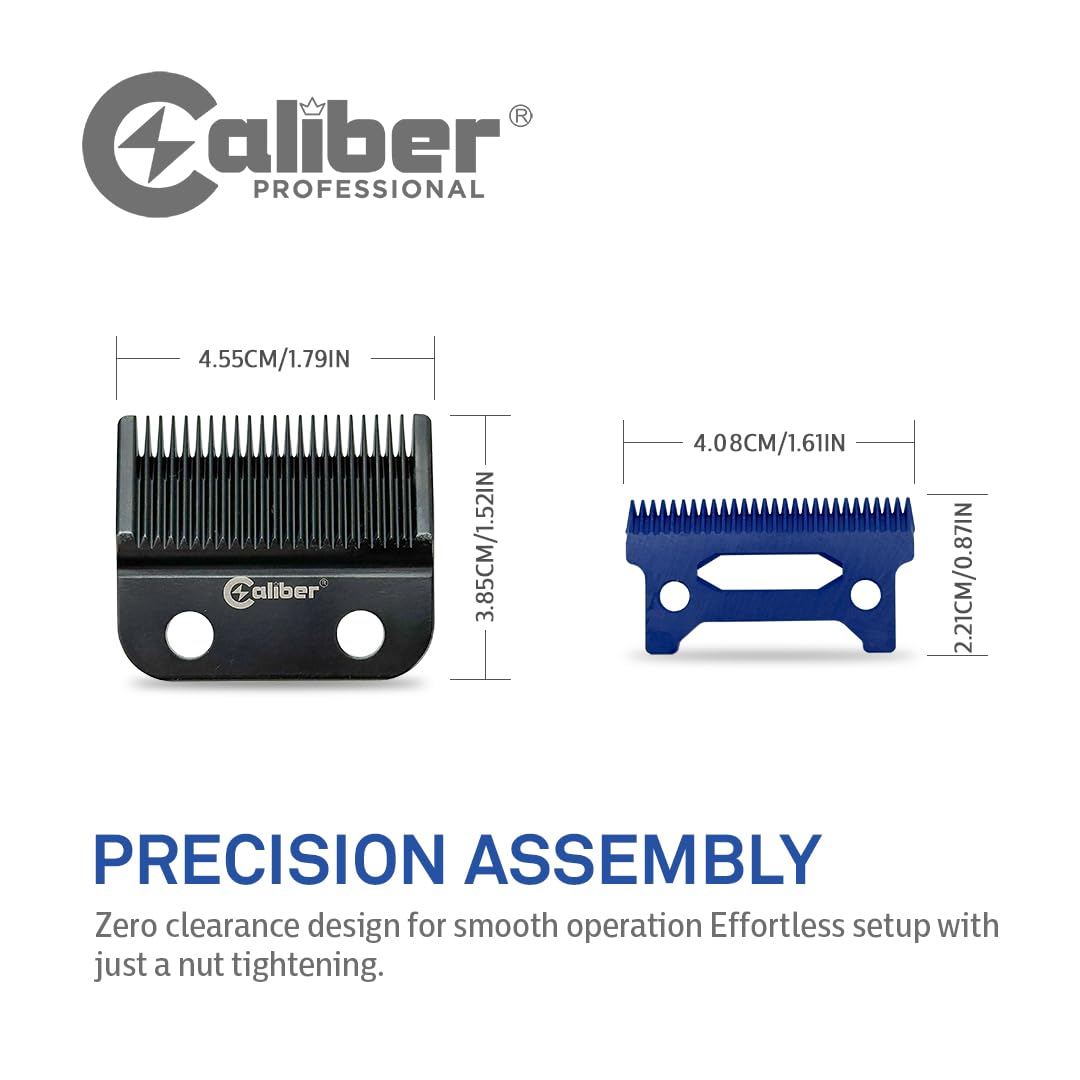 Caliber Pro Zirconia DLC Hair Clipper Blades, Professional Barber Trimmer Replacement Blades, Compatible with Disruptor ZR and 10MM Clipper