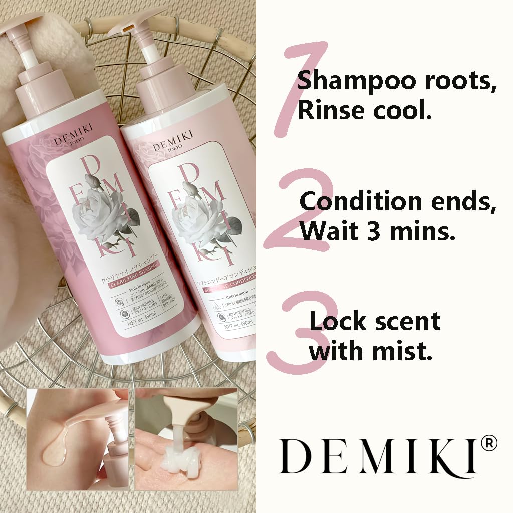 **Japanese Shampoo and Conditioner Set - Sulfate & Paraben Free for Oily Hair | 32oz Rose Scent**