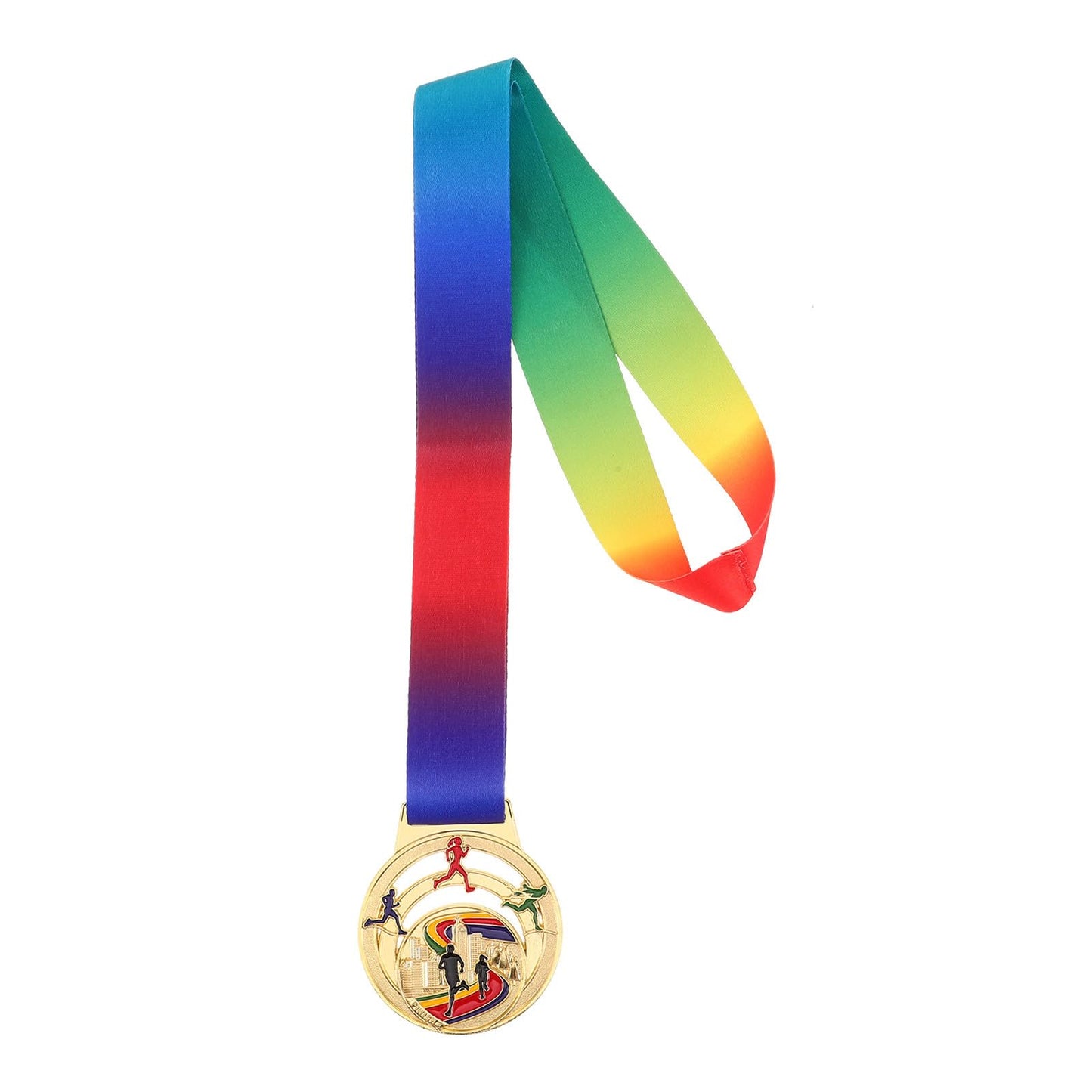 POPETPOP Running Award Medals, Zinc Alloy Gold Track and Field Medals with Neck Ribbon, Gold Fun Run Award for Tournaments Sports Competition Marathon Cross Country, 2.55 Inch
