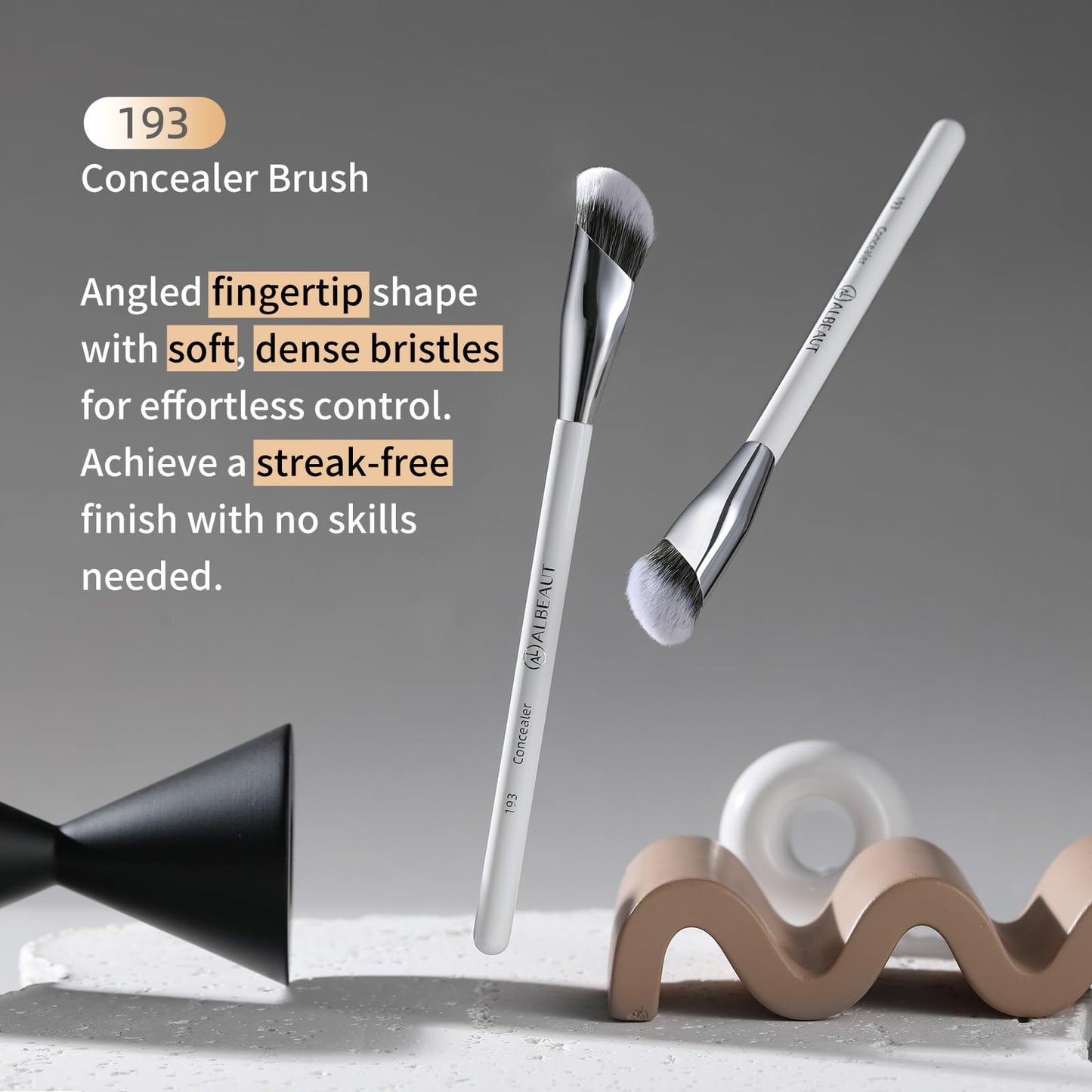 Albeaut Concealer Brush Set Under Eye Concealer Brush with 2PCS Precise Air Cushion Puff Multi-use for Powder Liquid Concealer/Blush/Highlighter Mini & Portable
