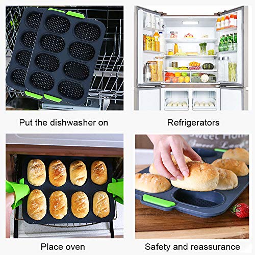 Non-Stick Silicone Baguette Pan, BPA Free, 12 x 2.5 in