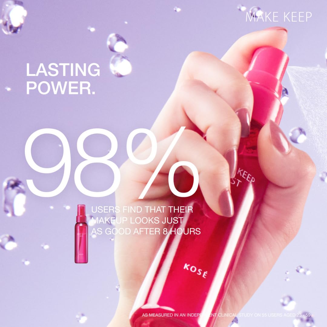 Kose Make Keep Mist EX, Bi-Layer Makeup Setting Spray, Sweat-Resistant Hydrating Face Mist with Cica, Collagen and Hyaluronic Acid, 2.7 fl oz