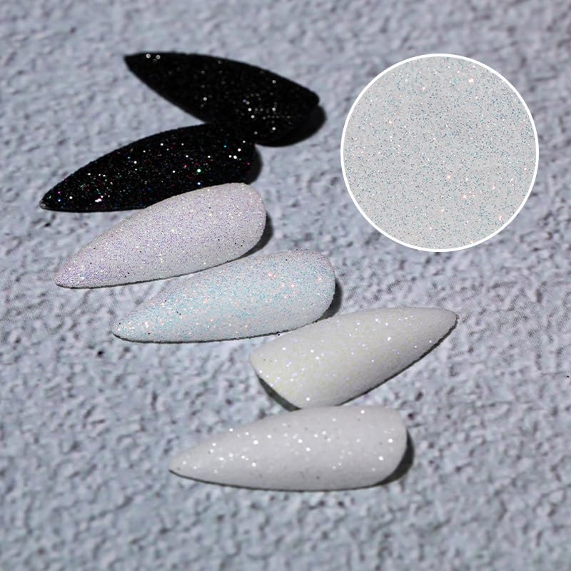 White Nail Glitter Powder - 10g Sugar Shimmer for Nail Art