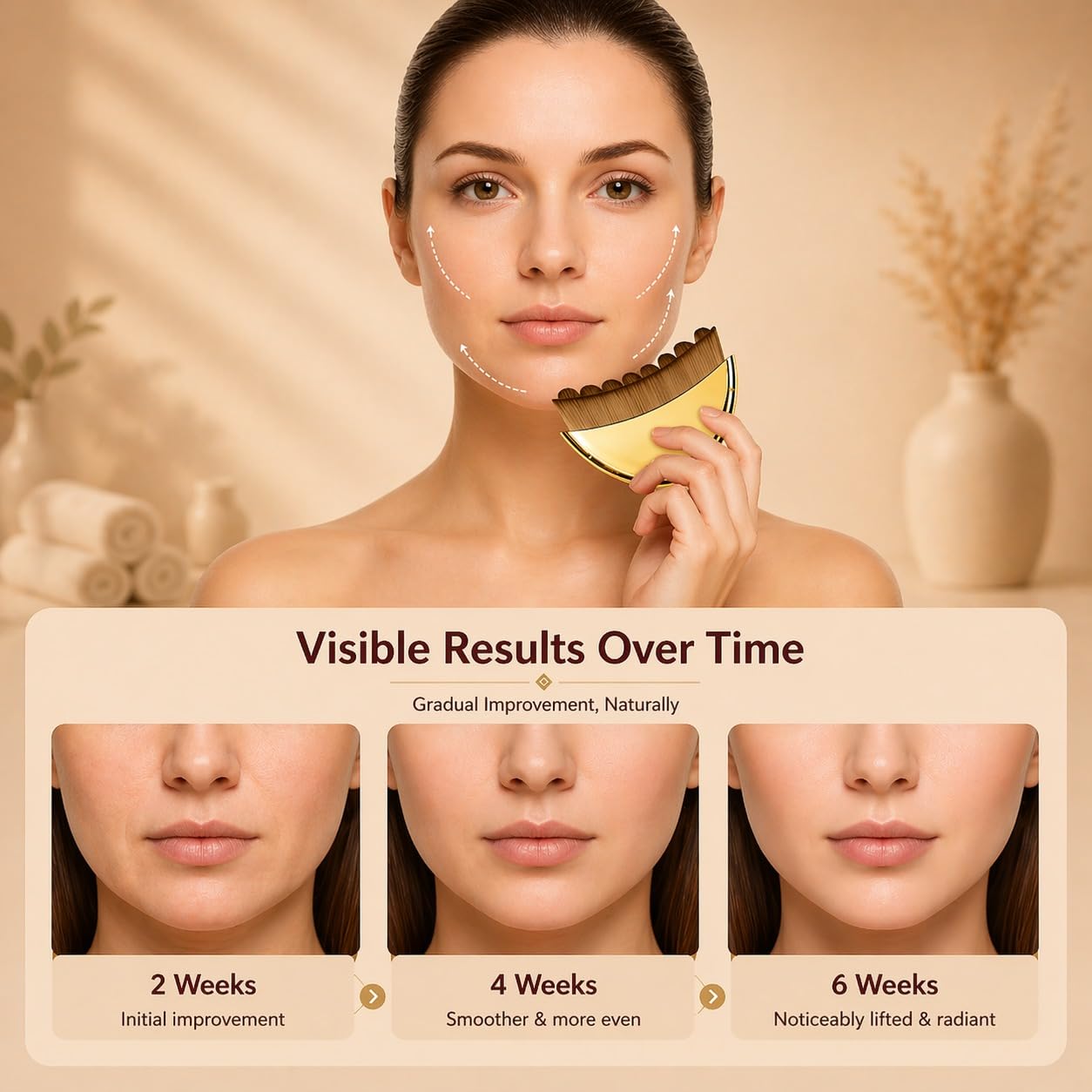 2 Pack Lymphatic Contour Face Brush for Lymphatic Drainage | Premium Face Sculpting Brush with Durable Soft Bristles | Anti-Puffiness, Ergonomic Design for Face Neck Chin (Gold)