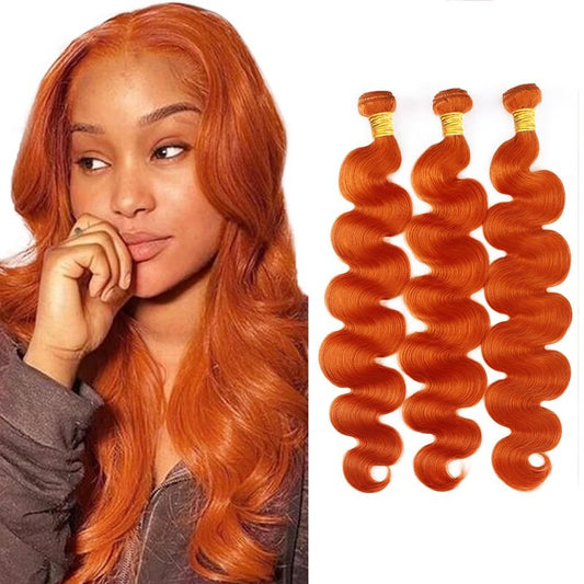 Ginger Bundles Human Hair #350 Bundles Orange Body Wave Bundle 24 26 28 inch #350 Body Wave Human Hair Bundle