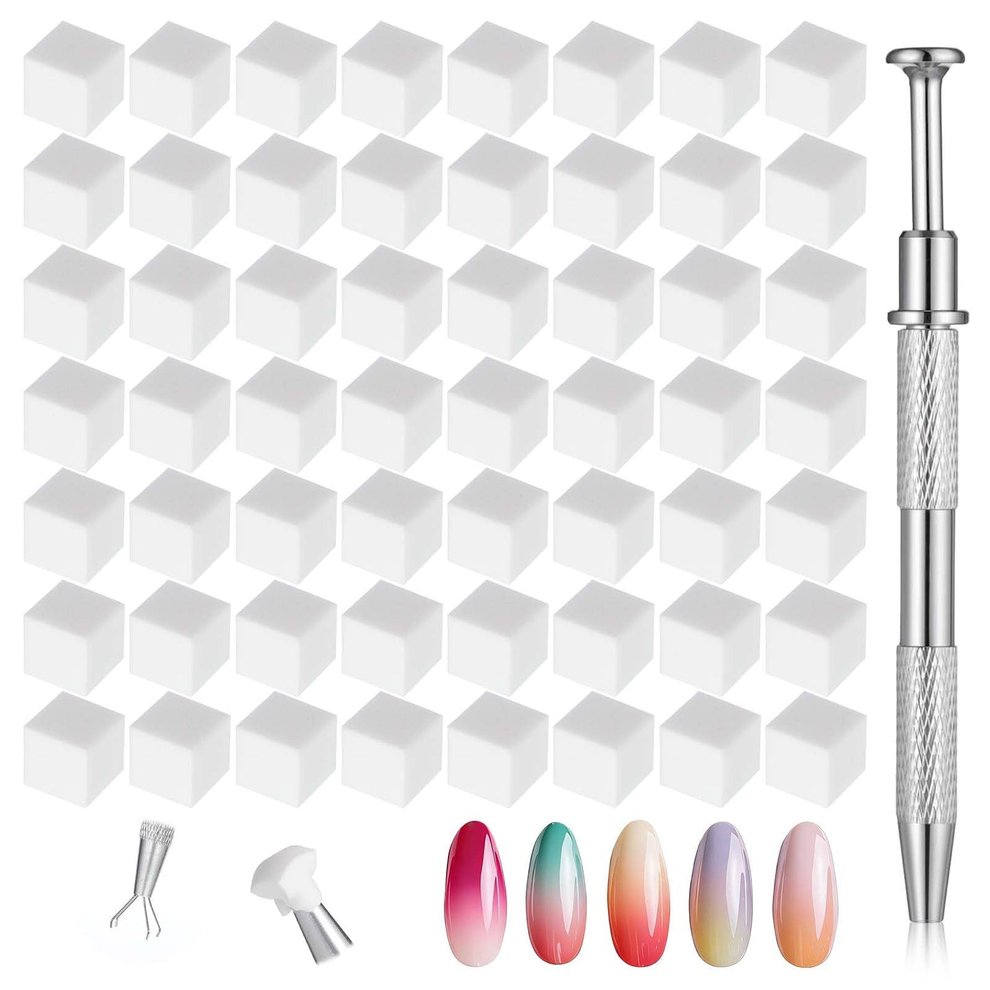 200 Pcs Nail Sponges for Ombre with Grabbing Pen & Storage Box, Professional Gradient Nail Sponge Tool Ombre Nail Brush Accessories Supplies for Home DIY Nail Art Salon