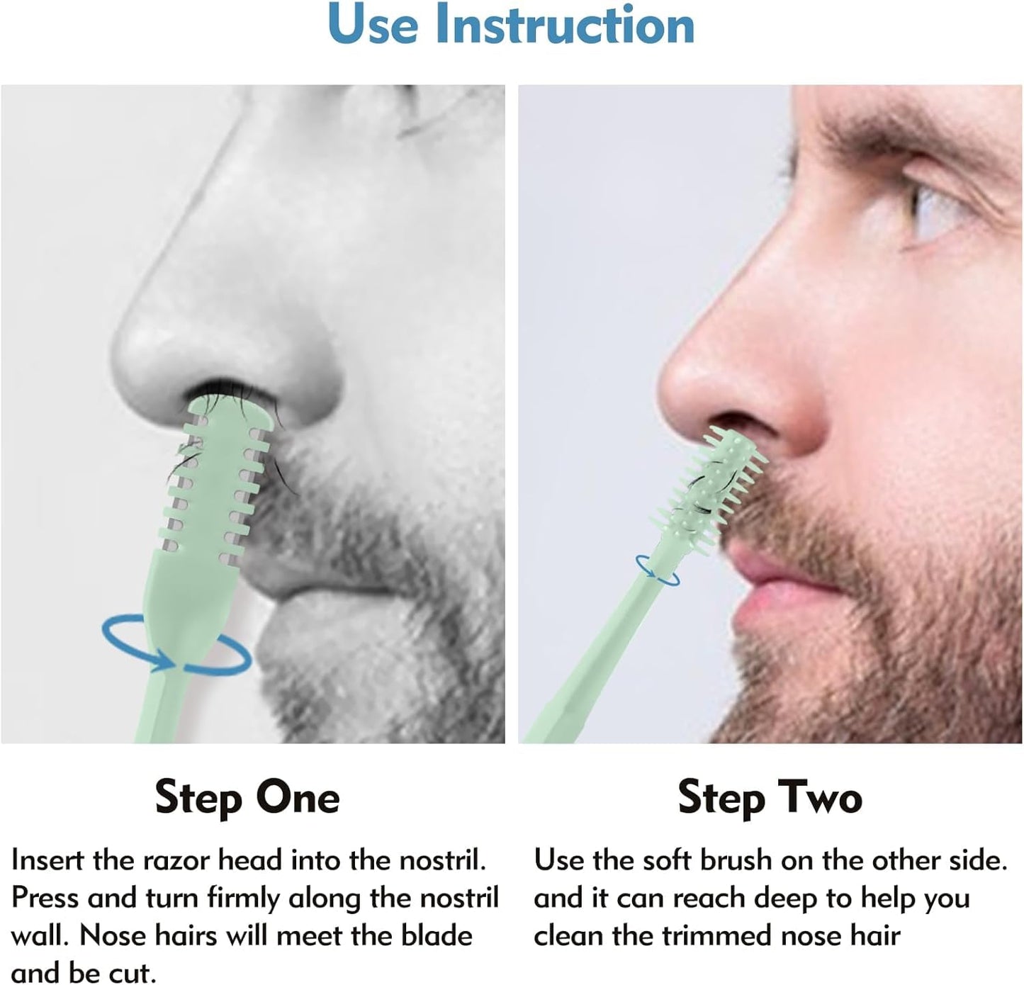 5 Pcs 2-in-1 Nasal Hair Cutter, Double Sided Nose Hair Cutter, Portable 360° Rotating Manual Nose Hair Trimmer for Men and Women, Colorful