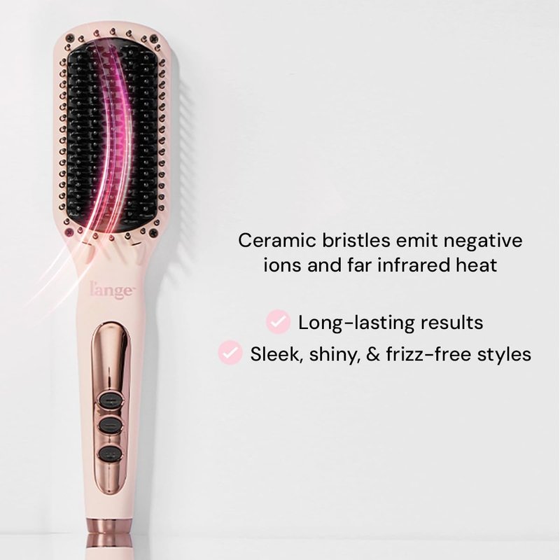 L'ANGE HAIR Straightening Brush - Heated Tool for Smooth, Frizz-Free Hair | Dual-Voltage Ceramic Brush (Blush)