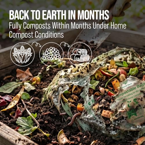 Compostable Trash Bags 1.6 Gallon with Easy Tie Handles