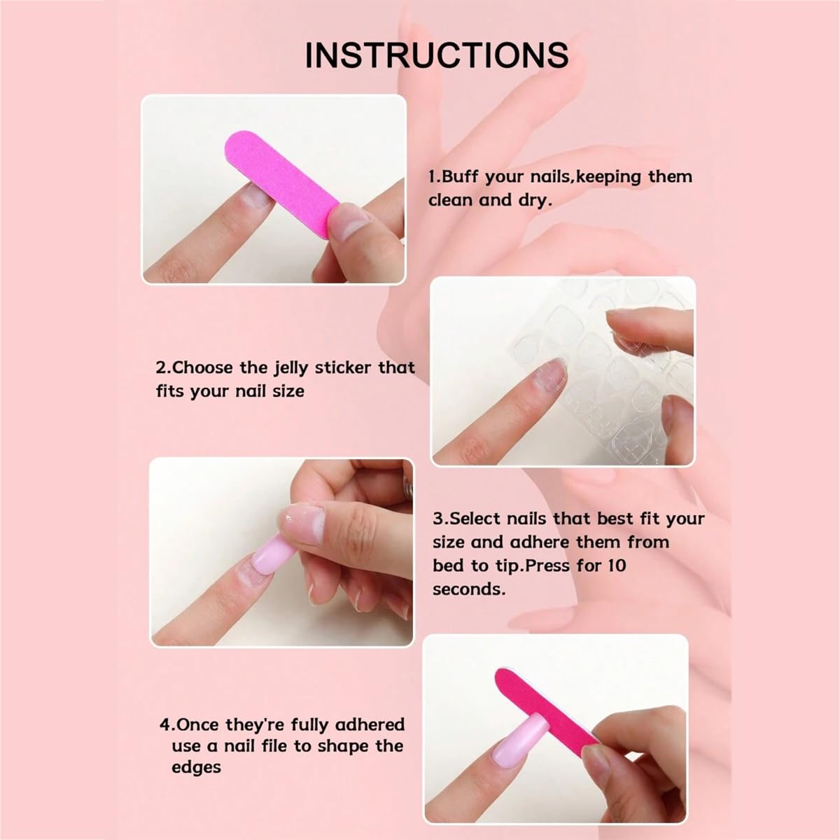 Almond Press-On Nails - 24Pcs Medium Length Gold Star Designs | Full Cover Nude Gradient Acrylic with Rhinestones