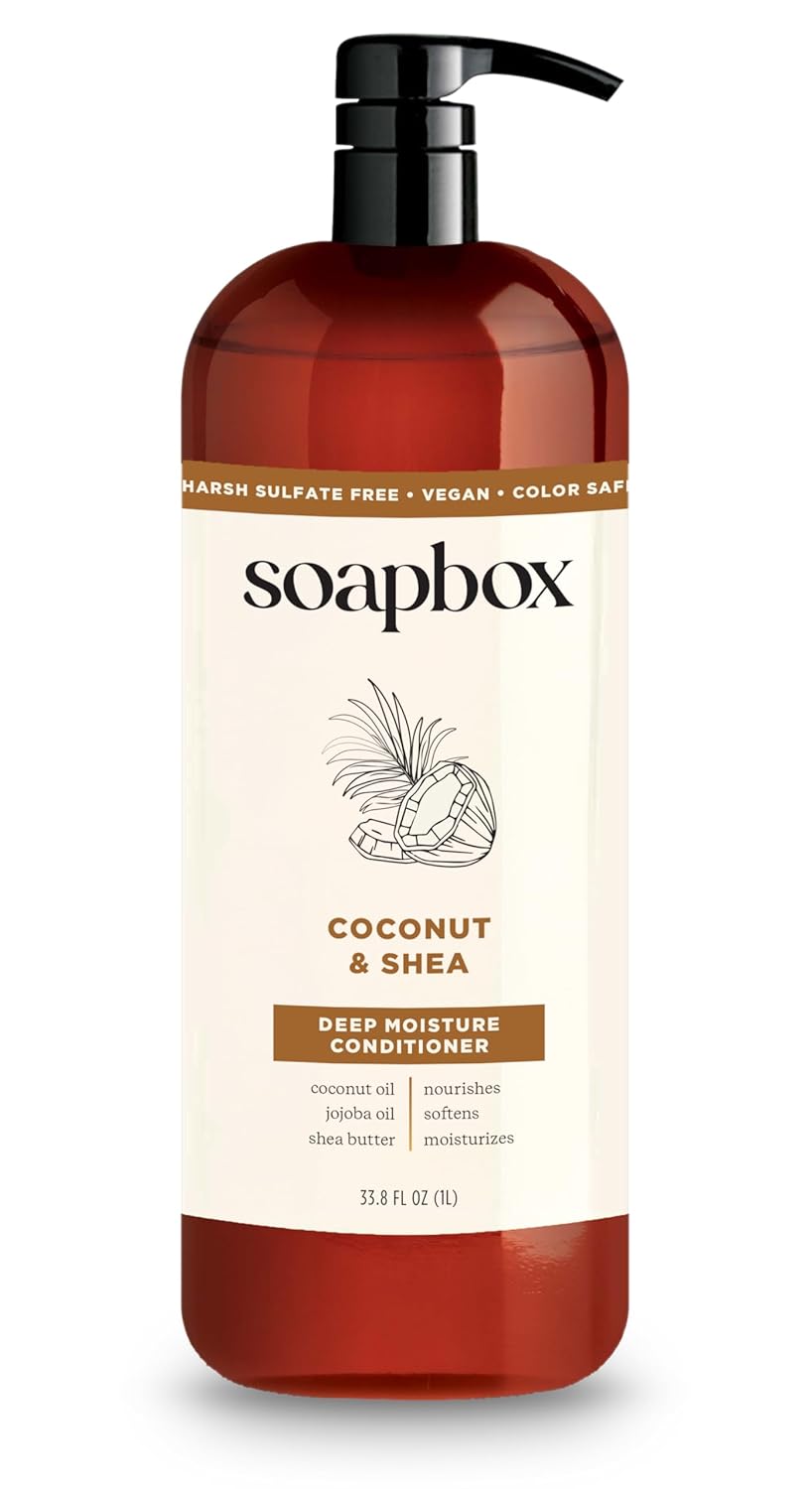 Coconut & Shea Conditioner - Hydrating Formula for Soft, Shiny Hair | 33.8oz Liter, Clean Ingredients