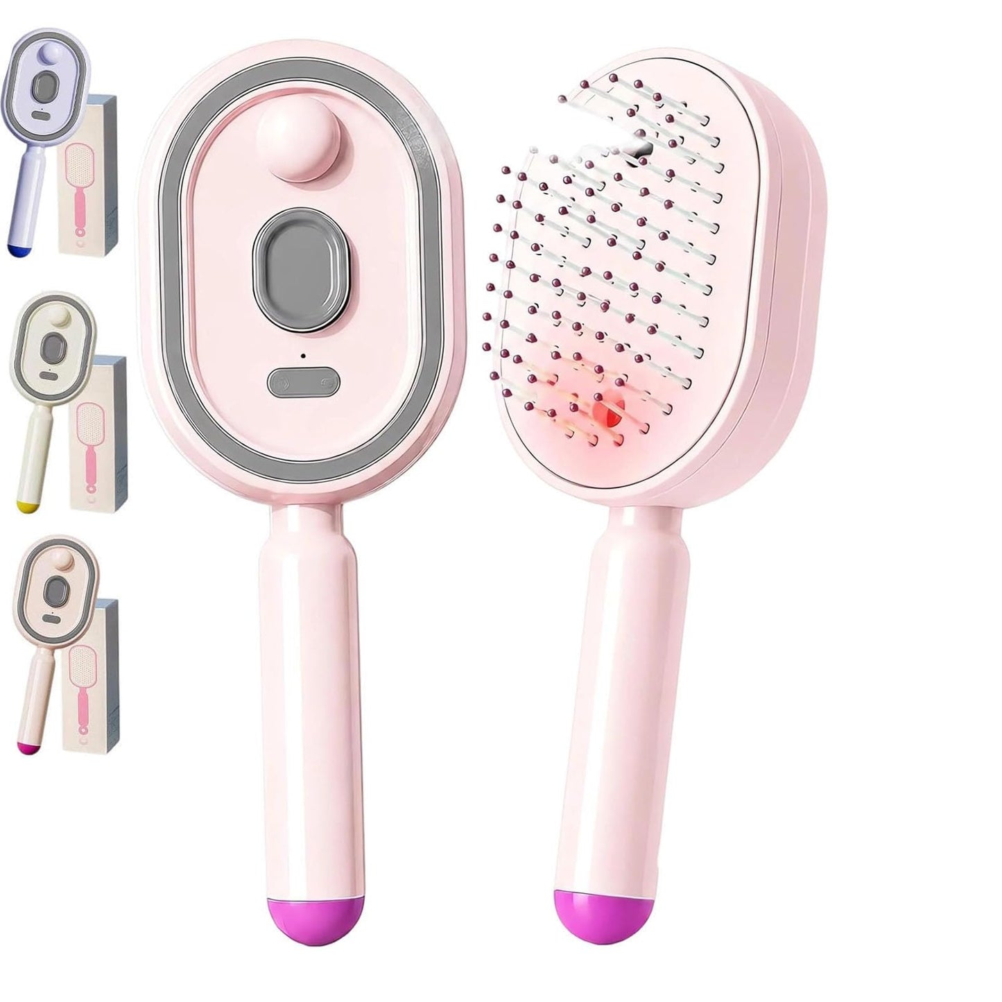 Suerteyay Hair Brush, Electric Spray Air Cushion Massage Comb, Self-Cleaning Anti-Tangle Hair Brush With Essential Oil Mis, Rechargeable Detangling Electric Steam Brushs(Pink)