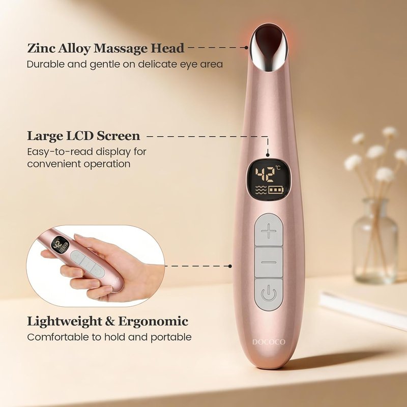 Eye Lift Wand - Heated Eye Massager for Dark Circles & Puffiness | Champagne Gold