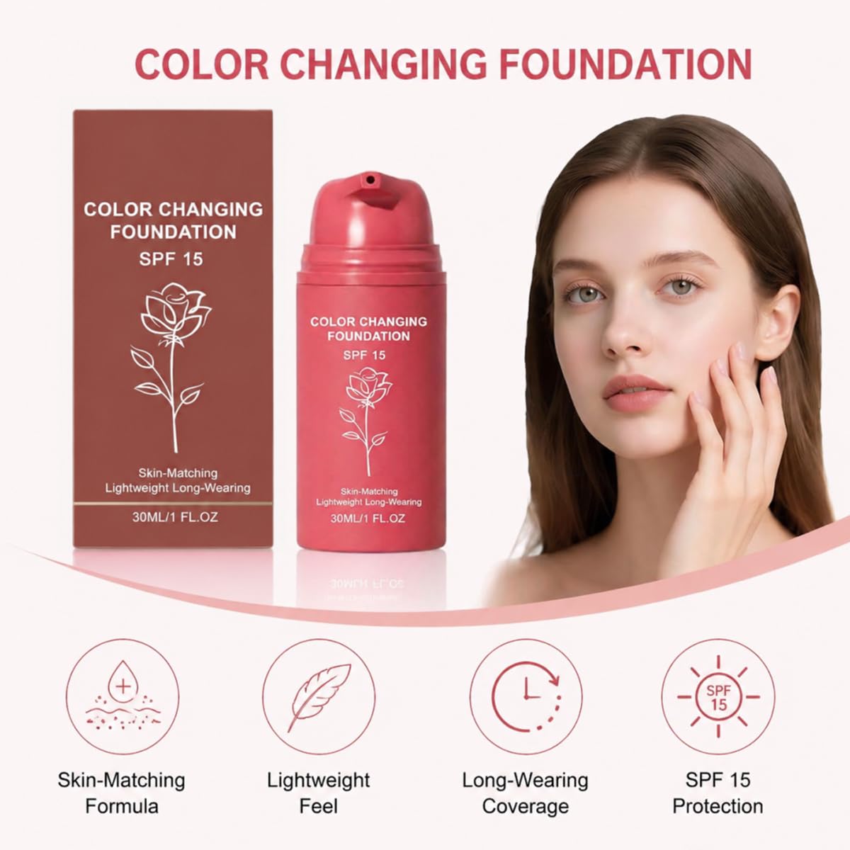 Korean Color Changing Foundation - Adjusts to Mature Skin, Conceals Fine Lines & Wrinkles | 1 Bottle