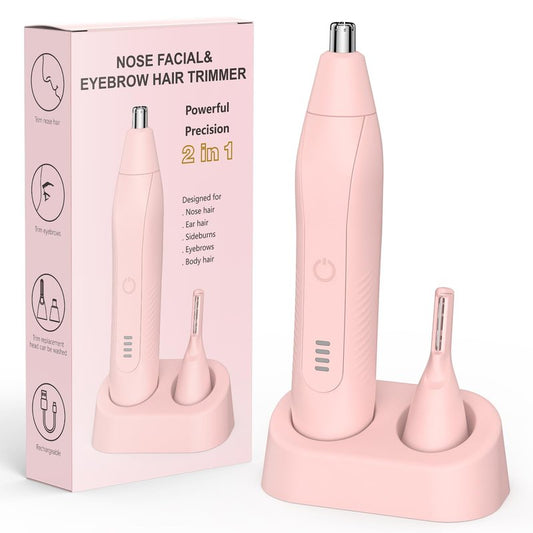Setonia Nose Hair Trimmers for Men,Rechargeable Eyebrow Trimmer 2 in 1 Painless Multifunctional Ear and Nose Hair Trimmer with Dual Edge Blades Portable Design TE05