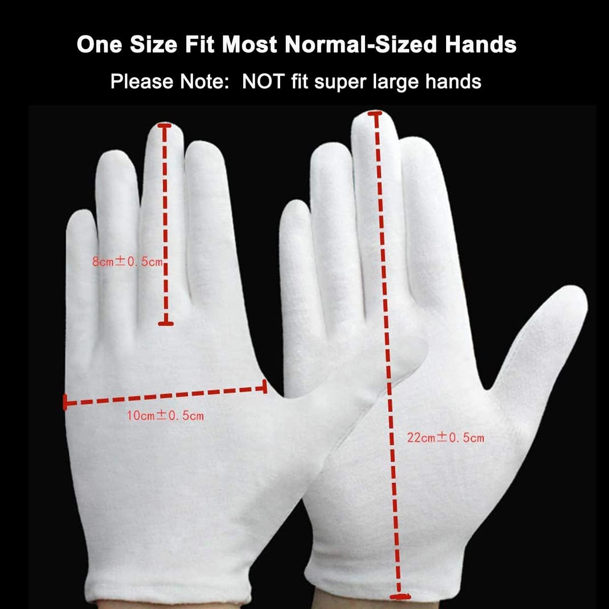 White Cotton Gloves for Eczema Relief - Breathable Moisturizing Spa Liners | Soft Stretchy Fit for Men & Women, Sizes S-M-L