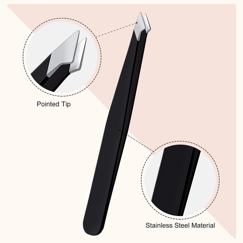 Honoson 3 Pieces Eyebrow Tweezers Stainless Steel Pointed Tip Pointed Hair Removal Tweezers Precision Splinter Plucking and Ingrown Hair Removal(Black)