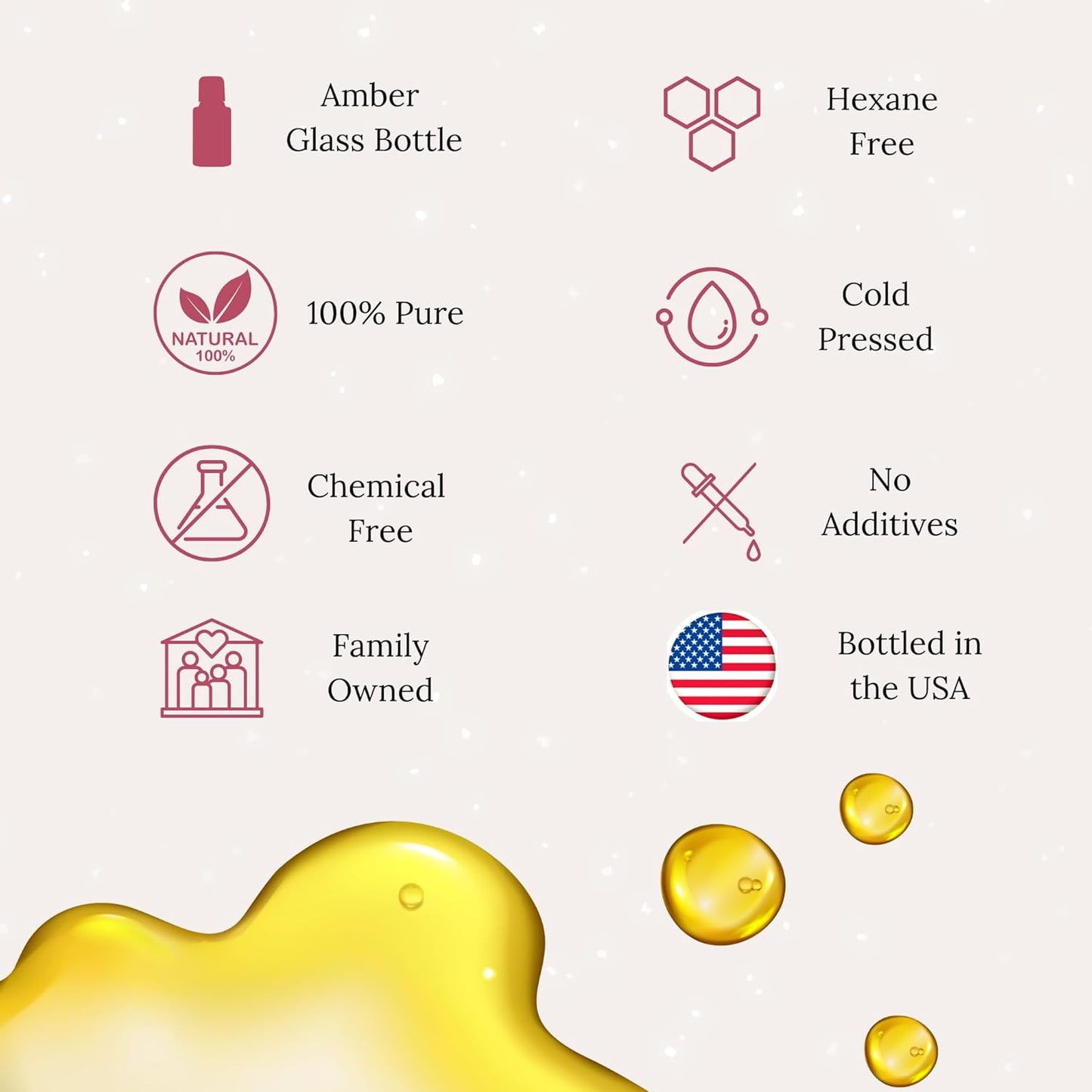 Organic Castor Oil with Rose Quartz Roll-On | Cold Pressed, Hexane Free, Unrefined - 50ml for Hair Growth & Skin Moisturizing
