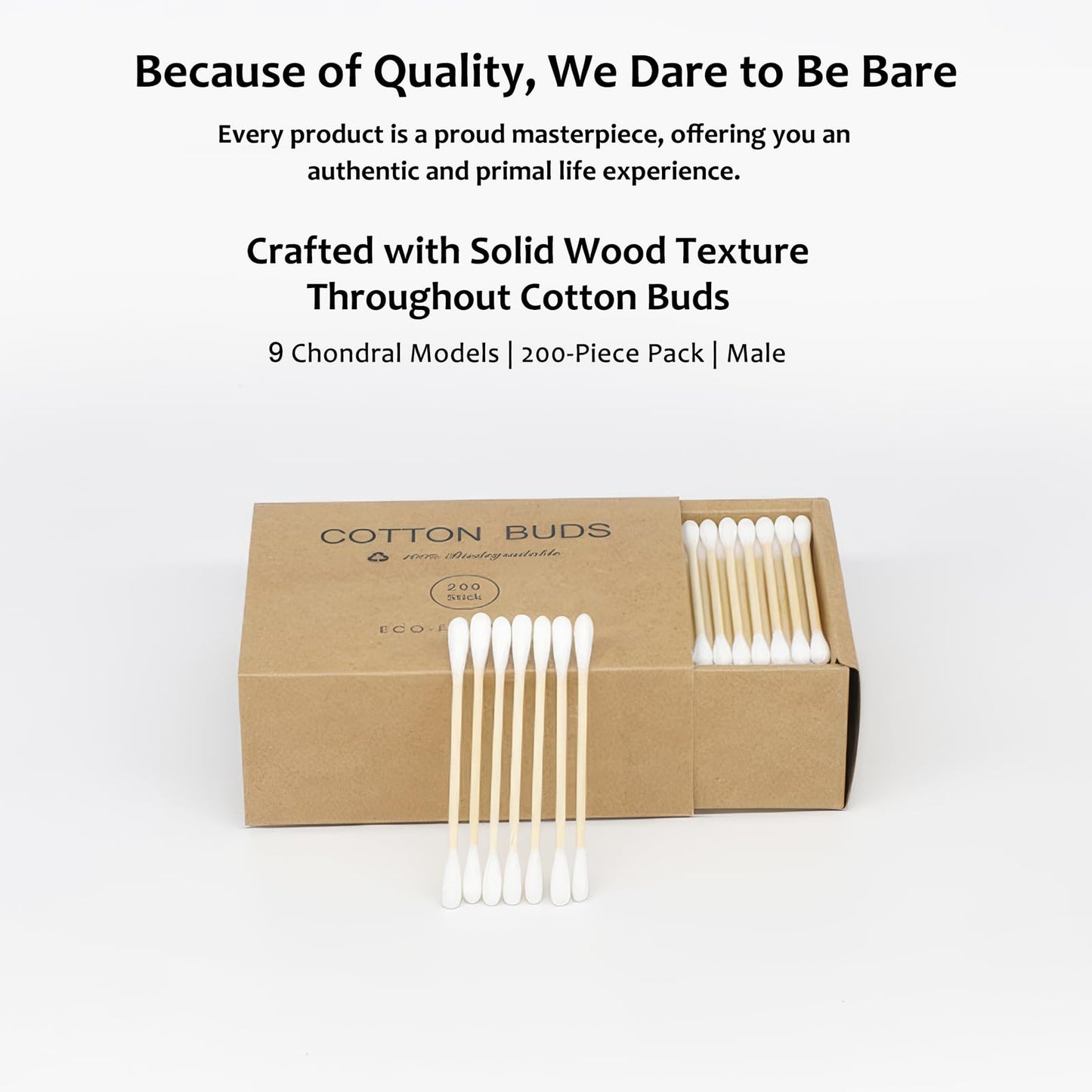 Bamboo Cotton Swab 200PCS Double Cotton Buds bamboo Cotton Bud Eco organic bamboo ear swab for Ear Skin Jewelry Art Pet Cleaning Craft Paper Packaging (1 PACKS)