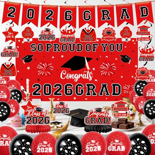 2026 Graduation Party Decorations Kit - Balloons, Banners & Backdrop