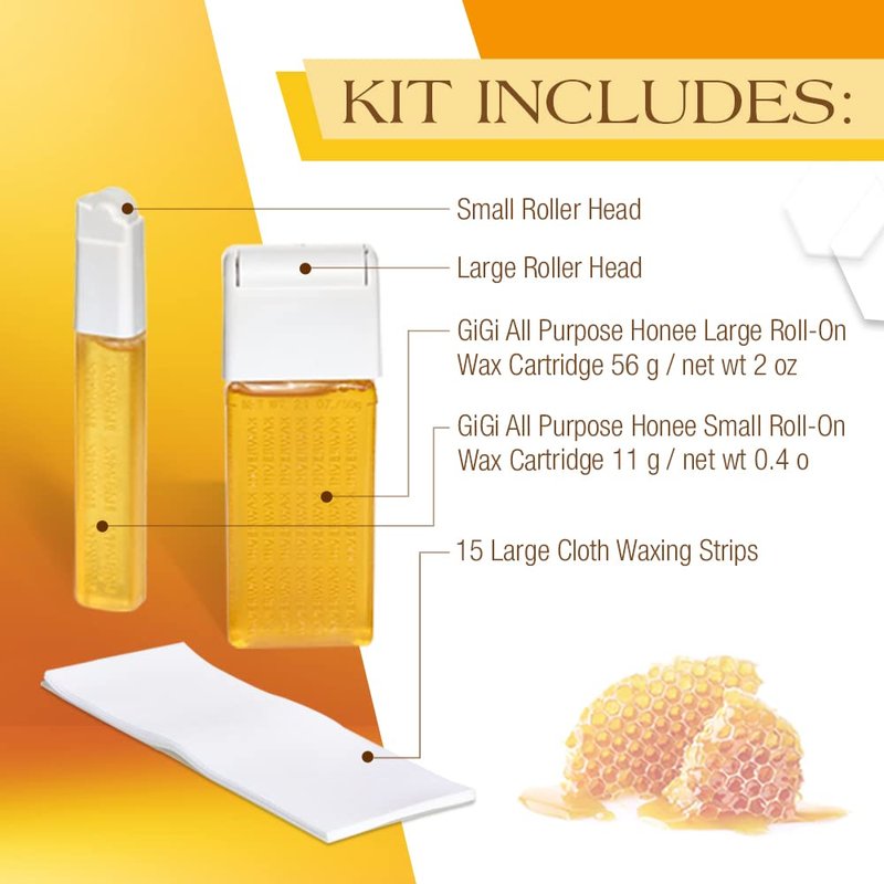 GiGi Roll On Wax Kit Refills – All-Purpose Soft Wax Roller Kit for Face & Body Hair Removal, 0.8 oz, 3 Pack