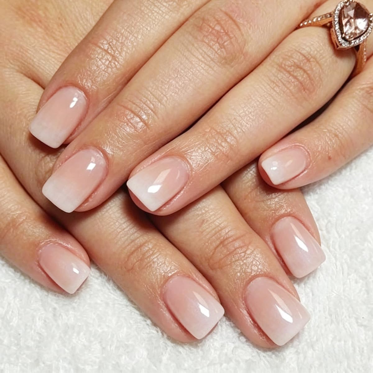 Almond Press-On Nails - White French Tip with 3D Gold Bow | Reusable Acrylic Full Cover, 24 Pcs
