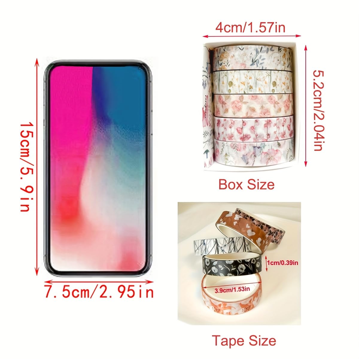 5 Rolls Floral Washi Tape, Tearable Self-Adhesive Decorative Tape for Journal Scrapbook Planner DIY Craft Party Decoration, Spring Flower Romantic Series 4