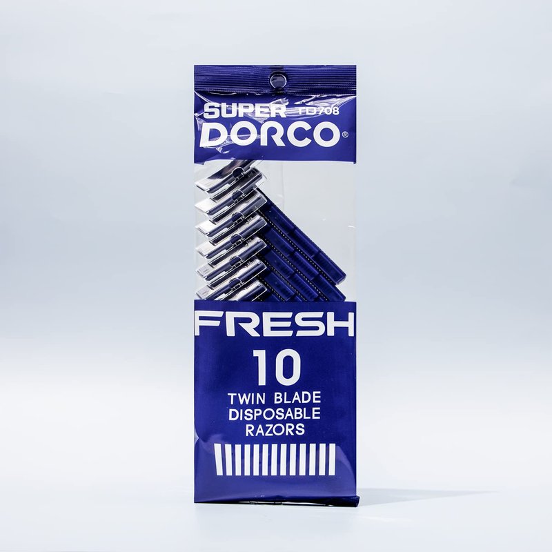 Dorco Fresh Twin Blade Disposable Razors for Men (60 Counts), Smooth & Comfortable Shave, Shaving Razors for Men, Non-Slip Handle, Ideal for Sensitive Skin & Travel