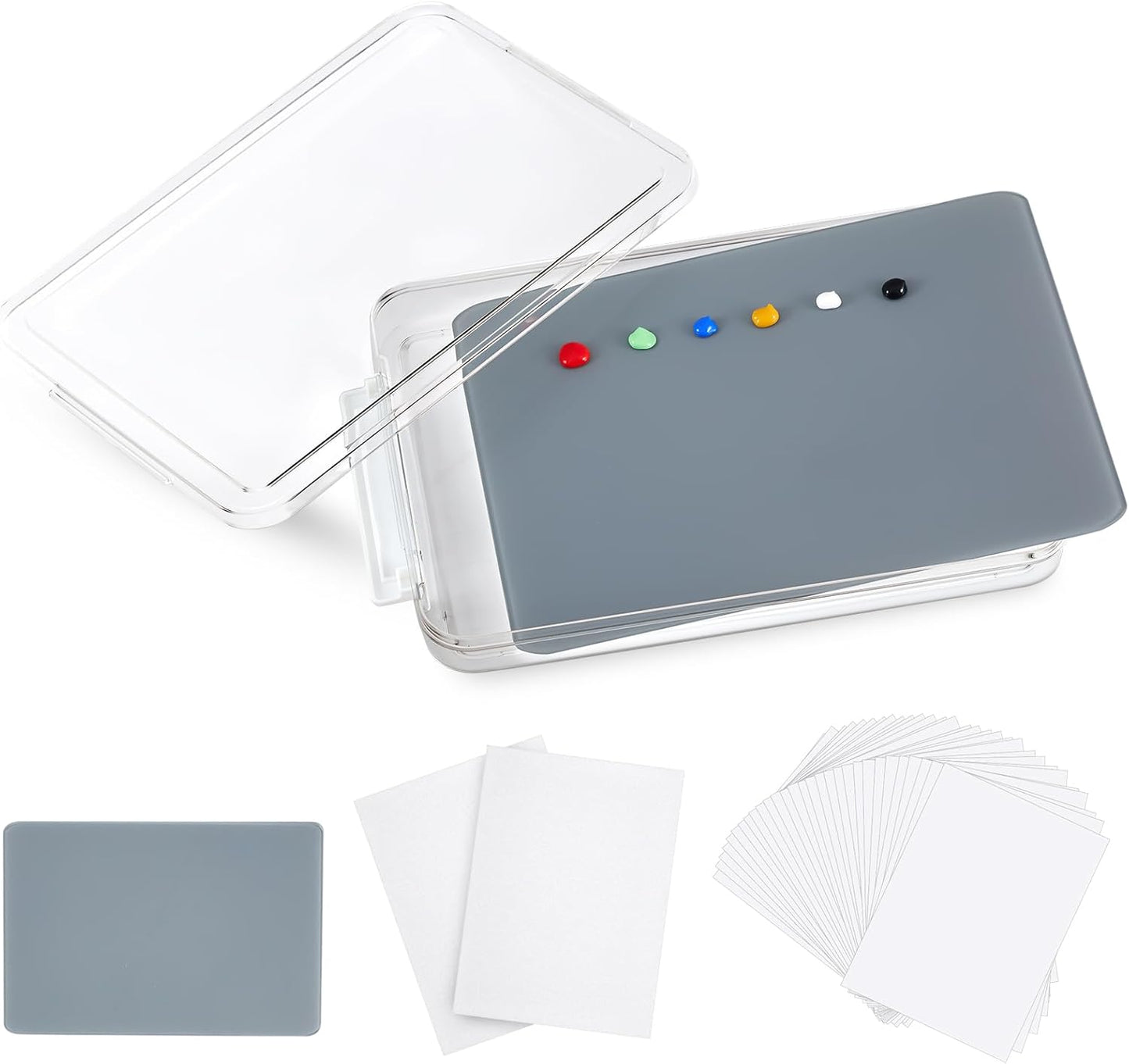 Tempered Glass Palette for Oil Painting - 9 x 12 Inch Airtight Container with 40 Sheets Disposable Paper for DIY Color Mixing