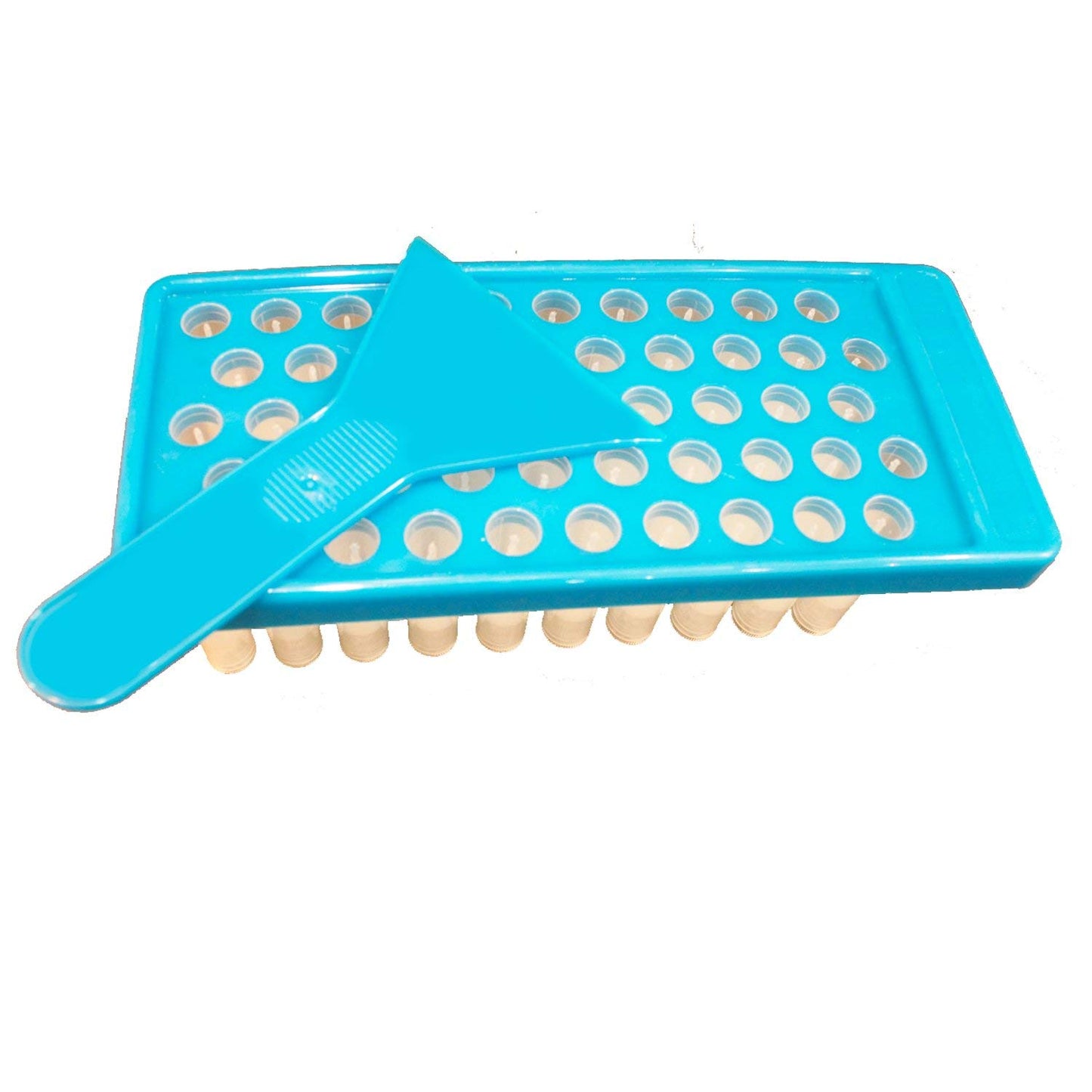 Lip Balm Container Tray Kit - 50 BPA-Free Clear Containers with Caps | Includes Fill Tray & Spatula (0.15 oz Each)