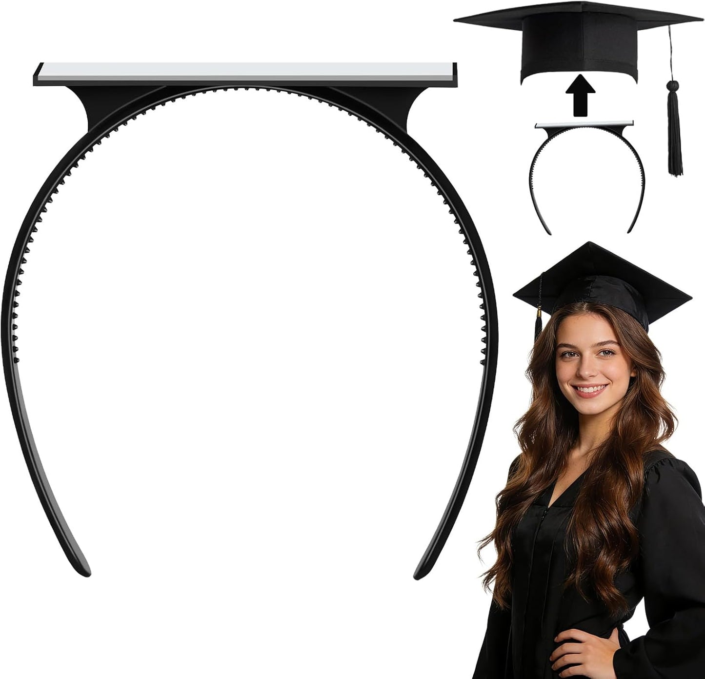 Graduation Cap Headband Insert - Secure Fit for Women & Students | Keeps Hairstyle Intact