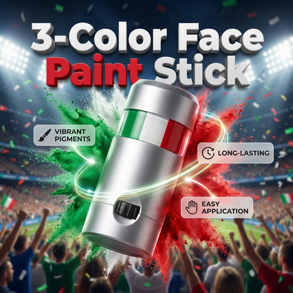 National Flag Face Paint Stick - Washable Red, White & Blue Eye Makeup for Sports Fans | Perfect for Football, Baseball & Soccer Events