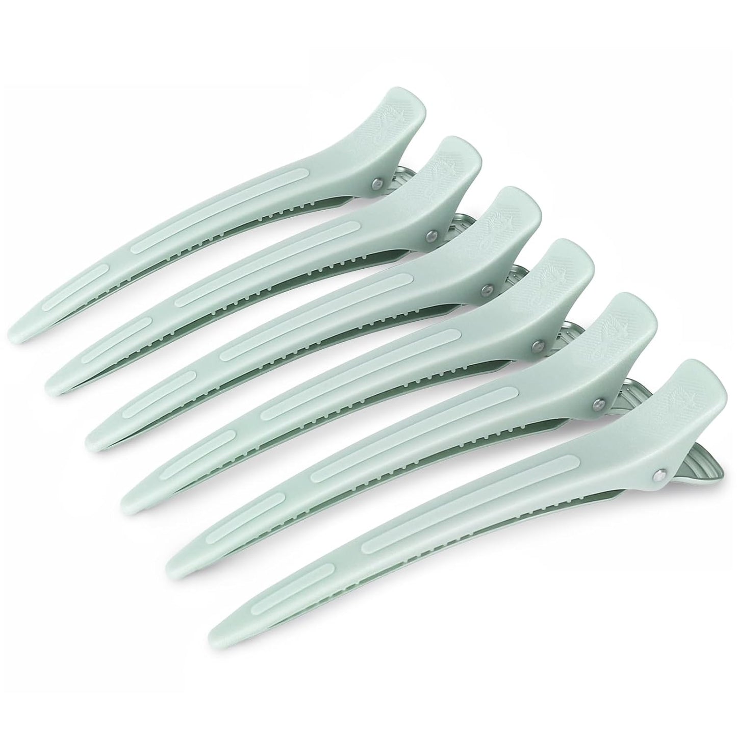 4.8" Hair Clips for Styling - No-Crease Duckbill Clips with Silicone Band for Thick, Curly Hair | 6-Pack, Desert Titanium