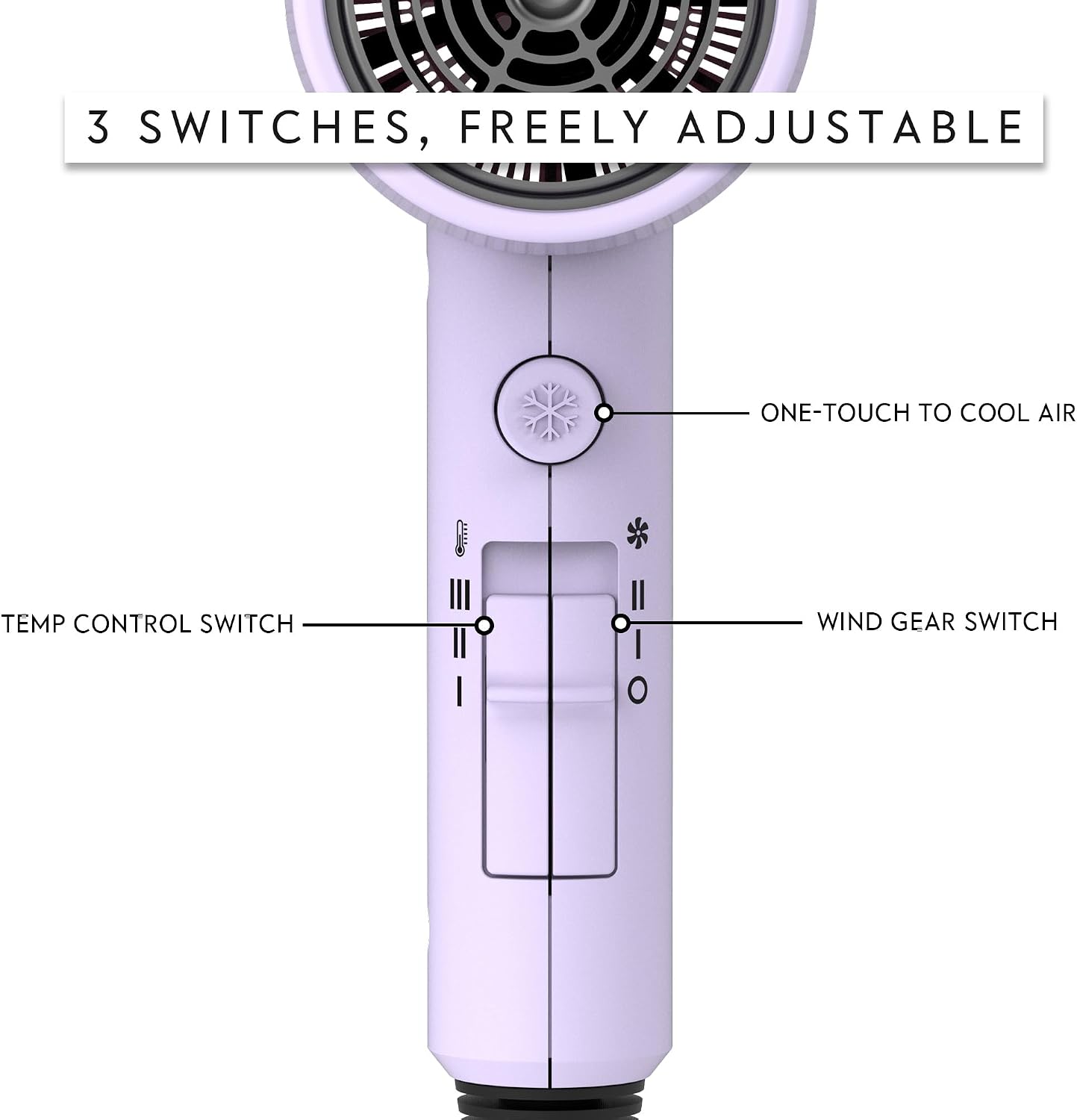 AINA Hair Dryer with Diffuser - Advanced Ionic Technology & Ceramic Coating | Fast Drying & Shine 110V (Purple)