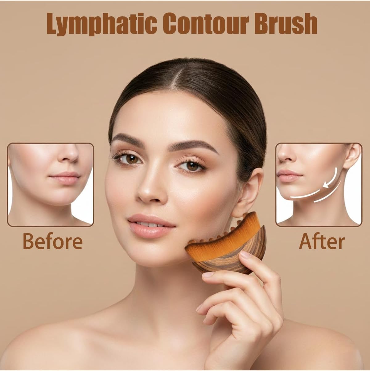 Lymphatic Contour Face Brush - Organic Facial Drainage Tool for Puffiness Relief | Ergonomic Design, 1 Piece
