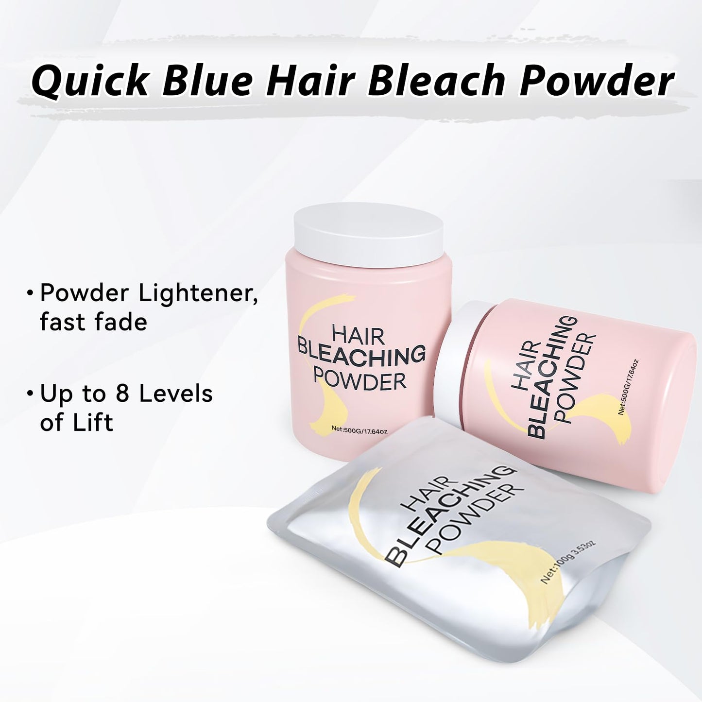 Hair Bleach Powder 100g/3.53oz, Professional Lightening Bleach for Hair, Strong & Gentle Bleach Powder for Hair, Lift Up to 8 Levels, Perfect for DIY Blonde Highlights & Lightening