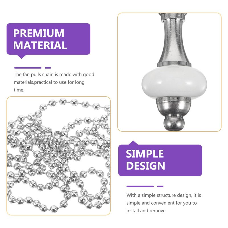 POPETPOP 33.6 Inch Ceiling Fan Pull Chain - White Ceramic Pendant Light Extender, Decorative Extension for Ceiling Light Lamp Fan Chain - Easy to Install